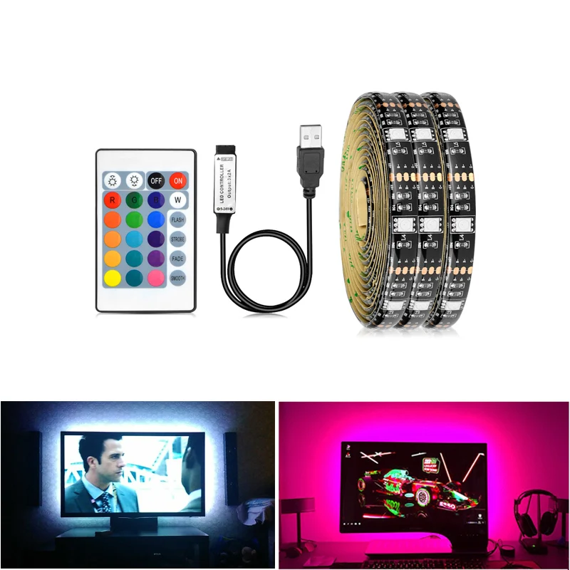 1 м 2 5050SMD RGB светодиодный светильник ТВ фон с дистанционным управлением компьютер