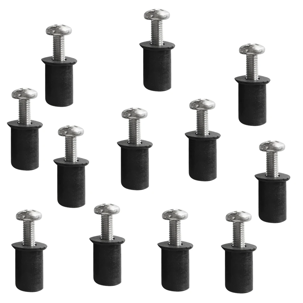 Durable 12 Pcs Marine M4/5/6 Rubber Well Nuts Kit Stainless Steel Screws for Kayak Canoe Inflatable Fishing Boat Dinghy Access