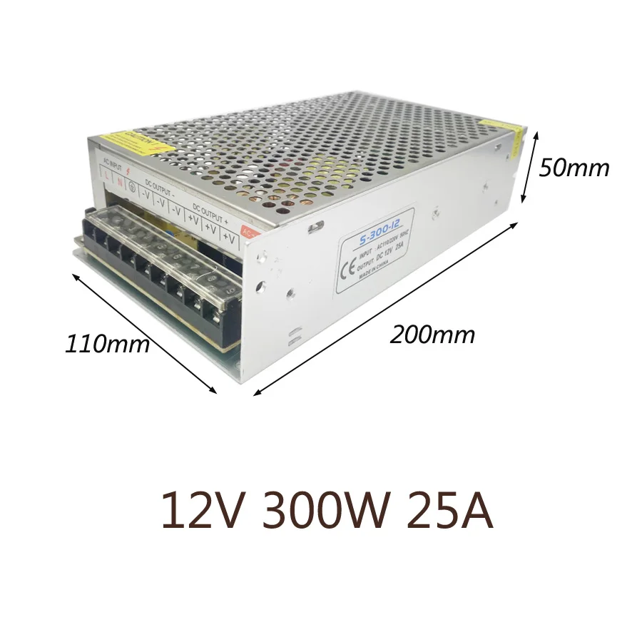 Блок питания 12V AC110-220V светодиодный драйвер 1A 2A 3A 5A 6A 10A 15A 20A 30A 33A трансформаторы систем освещения Светодиодный источник питания для светодиодный полосы - Цвет: 25A   300W