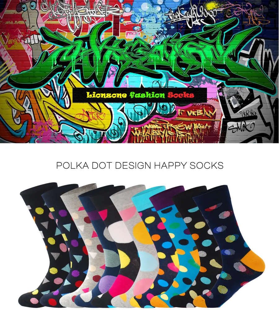 Для мужчин Повседневное горошек дизайн Happy Socks 2018 Новый Применение высокое качество хлопок дышащая платье Wave Point до носки Лидер продаж