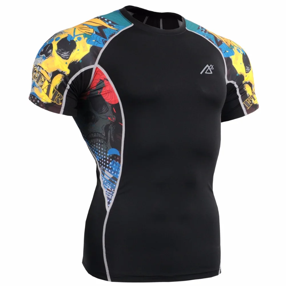

Men Compression T-Shirts Printing Running Biking Cycling Sports Tops Short Sleeve Men T-Shirts Clothing