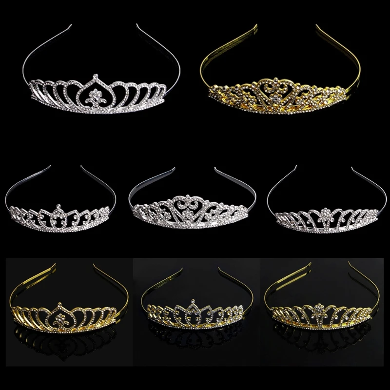

Crystal Tiara Crown Hair Jewelry Rhinestone Wedding Pageant Bridal Headband Veil Tiara