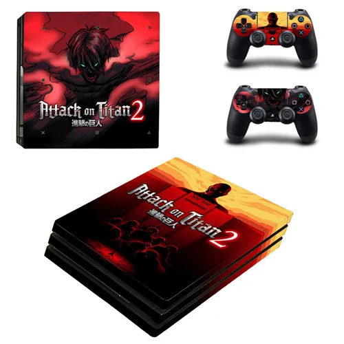 Anime Attack On Titan 2 PS4 Pro Skin Sticker Decal For Sony PS4 PlayStation 4 Console and 2 Controllers PS4 Pro Skins Stickers 