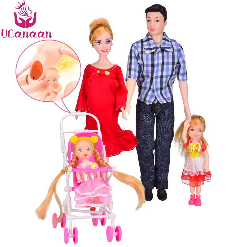 Набор кукол для всей семьи 5 человек игрушечный костюм малышей 1 мама папа сын 2