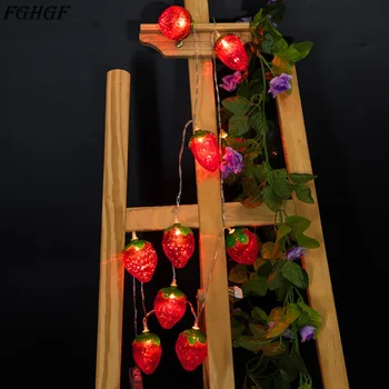 

FGHGF New Year 10 LED lights Fairy Light String Battery Powered Strawberry String Night Light For Festival Home Party Decoration