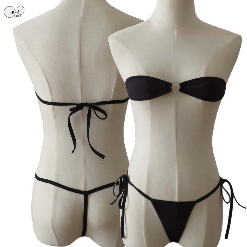 

Mini Coverage See Through Extreme Micro G-String Bikinis Sexy Thong Bikini Set Bandeau Swimwear Female Ring Swimsuit Bathingsuit