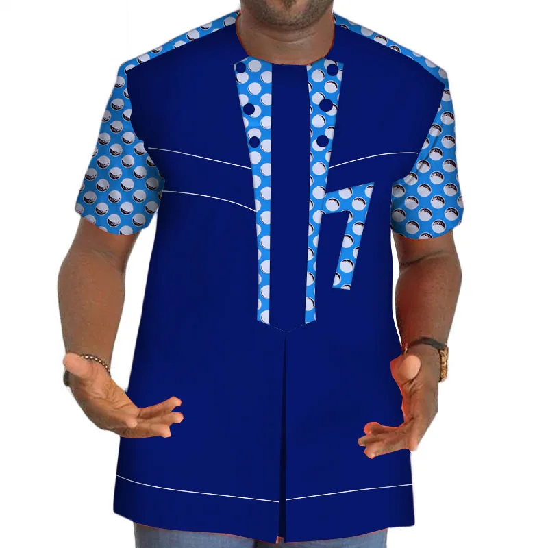 New Cotton Mens Shirt Tee African Clothing Dashiki Patchwork Print Button Shirt Bazin Riche African Tops Clothing WYN89 New Cotton Mens Shirt Tee African Clothing Dashiki Patchwork Print Button Shirt Bazin Riche African Tops Clothing WYN89