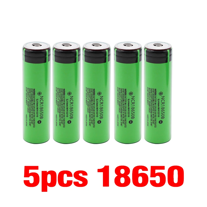 18650 3,7 v 3400 mah литиевая аккумуляторная батарея NCR18650B с заостренным для Panasonic светодиодный светильник батарея - Цвет: 5pcs