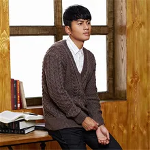 Ручная работа чистая шерсть вязаный мужской модный твист полосатый низкий Vneck однотонный тонкий пуловер свитер на заказ