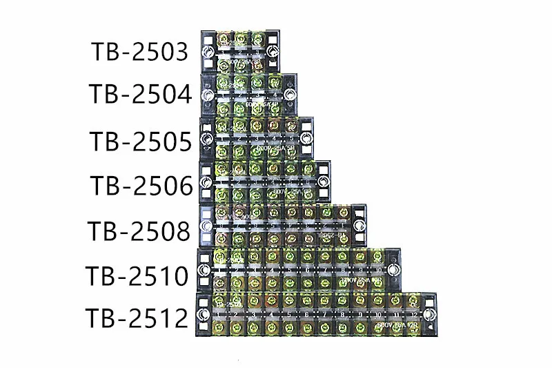 

1Pcs Dual Row Screw Terminal Block Strip 600V 25A TB-2503/TB-2504/TB-2505/TB-2506/TB-2508/TB-2510/TB-2512 Optional