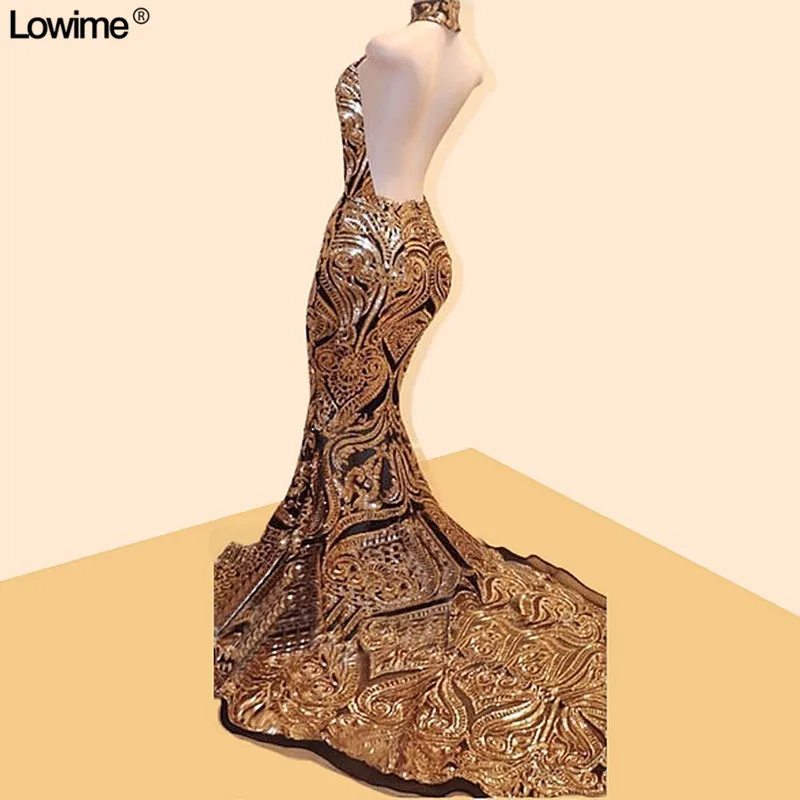 Hot Mermaid Halter Formal Evening Dresses Long Dubai Sexy Backless Robe De Soiree Sweep Train Prom Dresses Abendkleider 2019 (3)
