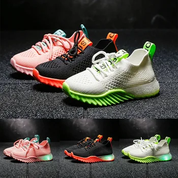 

Children Baby Girls Boys Letter Crystal Led Light Luminous Running Sport Shoes fashion toddler boy tennis shoes dropshipping