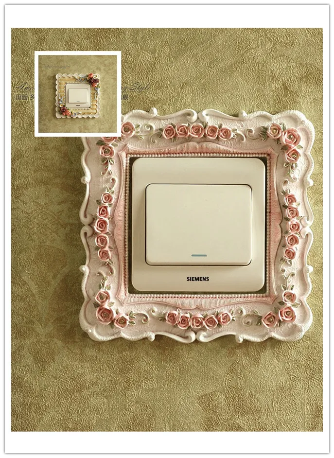 

Free shipping Resin switch stickers fashion switch cover decoration socket set wall rustic multicolour lace 12 stely