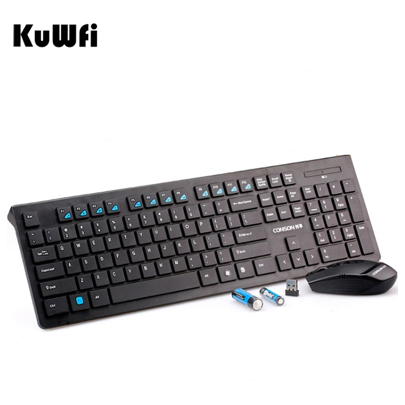 

Kuwfi Ultra Slim 2.4G Wireless Keyboard+Mouse Nano Receiver Portable Gaming Keyboard Mouse Combo for Desktop/PC