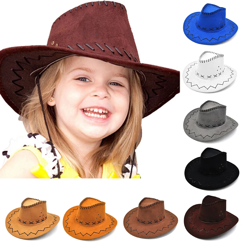 Вечерние костюмы с широкими полями и регулируемым солнцезащитным козырьком в стиле вестерн на Хэллоуин, винтажные рыцарские кепки, Повседневная ковбойская шляпа для мальчиков и девочек