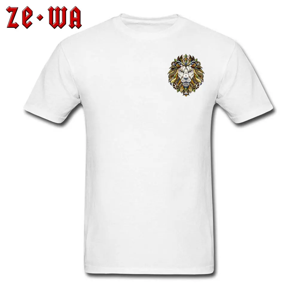 Lion Animal Poker Casual Father Day Cotton Fabric Round Collar Men Tops & Tees cosie Tee Shirts Latest Short Sleeve T Shirt Lion Animal Poker Chest white