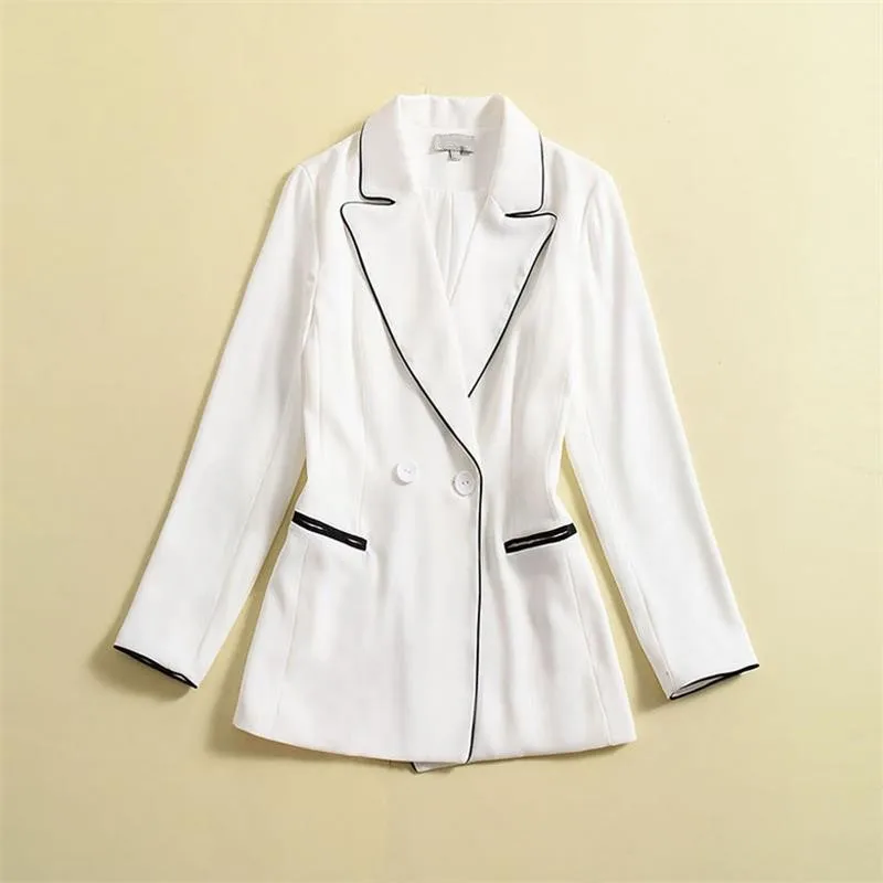 Women Blazer 2018 High Quality Autumn Runway Long Sleeve Female Jacket Blazers Ladies Office Outerwear White NP BLZ039