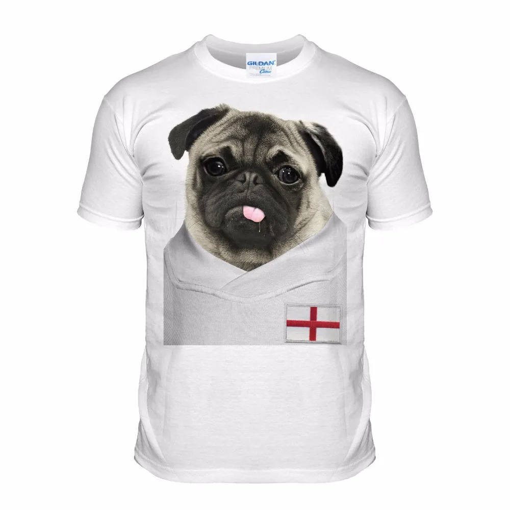 Summer Style Fashion Men Casual tees shirts England Footballer Pug