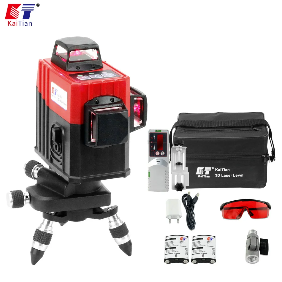 

KaiTian 3D Laser Bracket Level 360 12 Lines Self-Leveling Cross Vertical&Horizontal Laser 3D Line Lazer Level Construction Tools