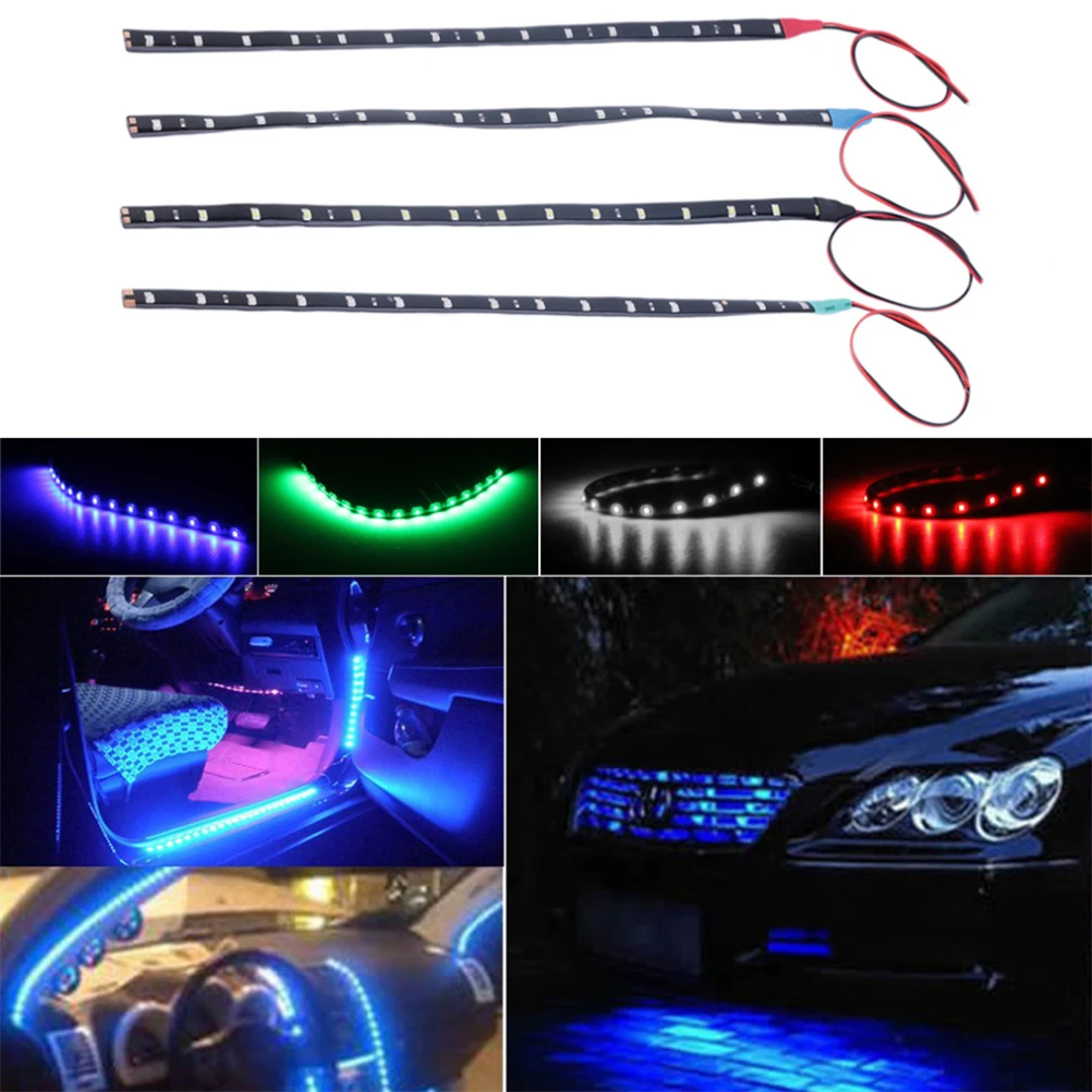 12V автомобильный интерьер светодиодные полосы Стикеры Габаритные огни