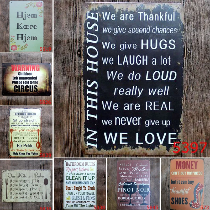 

Home Decor Retro Metal Tin Signs Romantic English poetry For Bar Coffee Pub Restaurant Metal Iron Plates Wall Poster