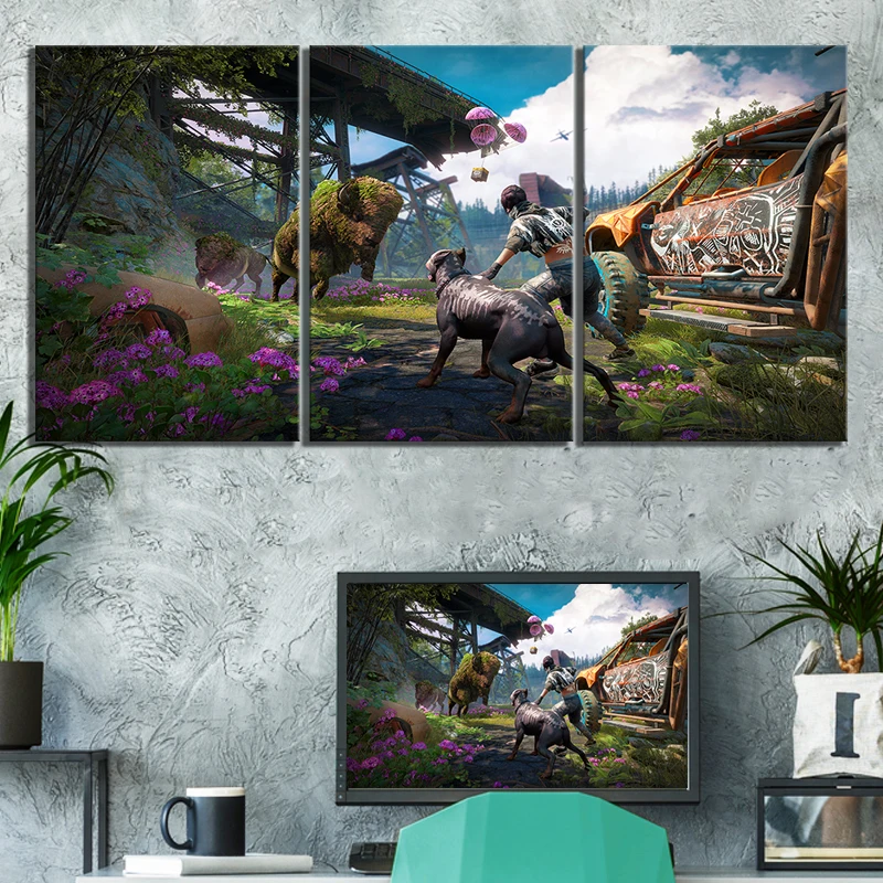 3 шт. Far Cry 5 видеоигр плакаты постеры новый рассвет игра сцена scandpae настенная