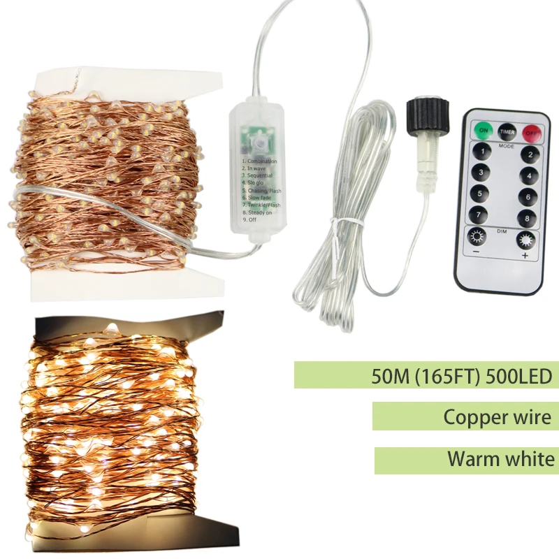 Guirlanda de Natal ao ar Luzes de Fadas a Mais Longa Luz plus Adaptador Levou Luzes da Corda 30 m 50 m 100 m Rua Luz Livre Brancas Quente Estrelado 5 O mais longo led string luzes 30m