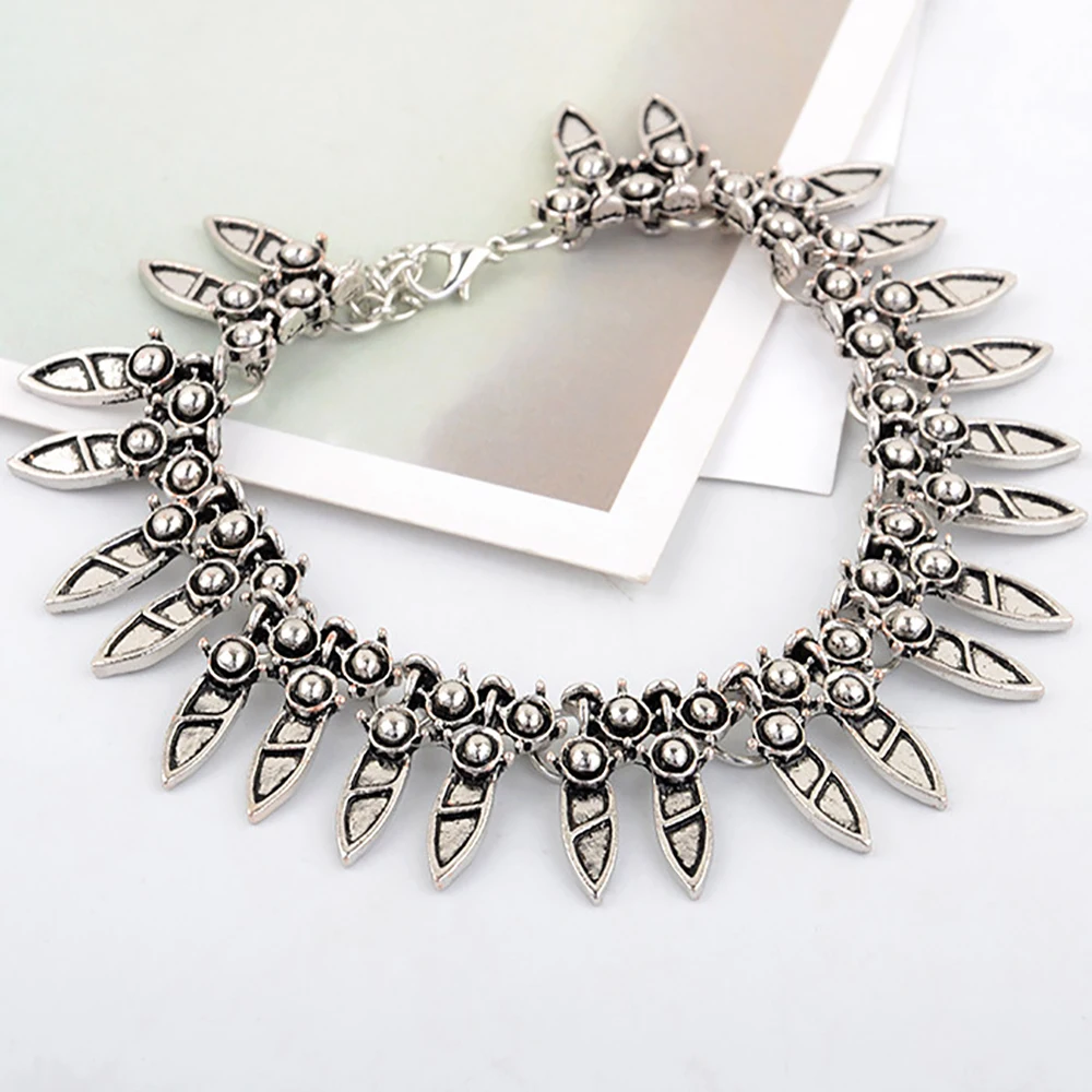 Bls-miracle Bohemia Summer Foot Metal Vintage Silver Plated Tassel Geometry Anklet Gift For Women Beach Jewelry 2017 New A-50 - Image 2