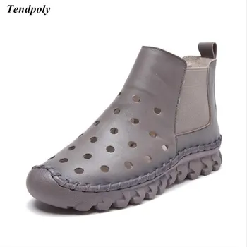 

Spring summer new fashion women's shoes leather cool Female high Gang comfortable hole shoes soft soles of cattle women boots