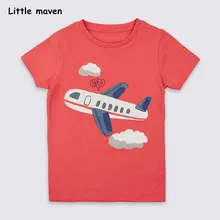Little maven children 2018 summer baby boy / girl clothes short sleeve plane applique t shirt Cotton brand tee tops 50966
