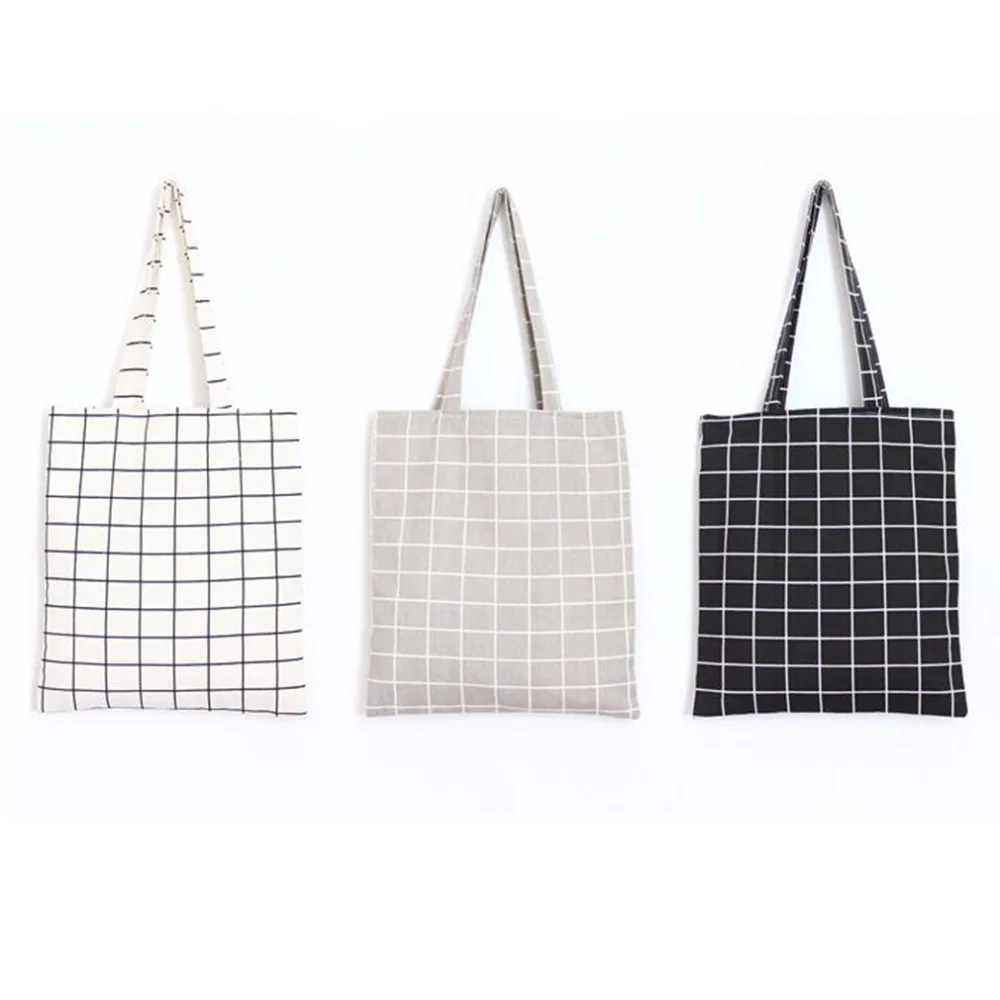 

2019 Handbag Women Student Canvas Fashion Plaid Shoulder Tote Shoulder Bags School Books Large Capacity Shopping Bag