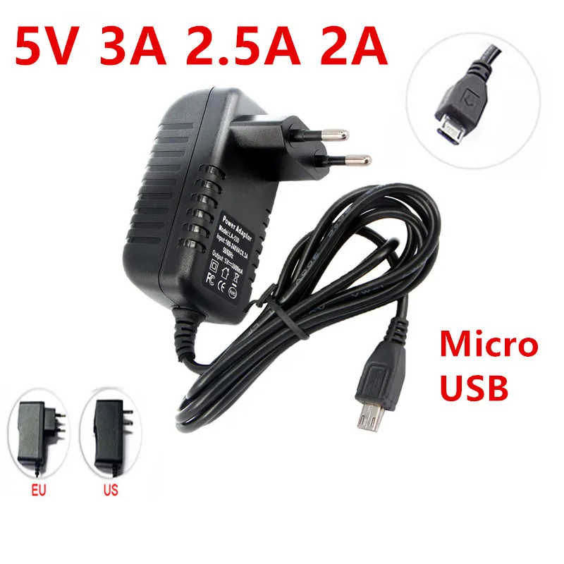 Power Adapter DC 5V 3A 2.5A 2A Micro USB 5 V Volt AC DC Power Adapter Supply Charger 220V To 12V For Raspberry Pi Zero Tablet Pc