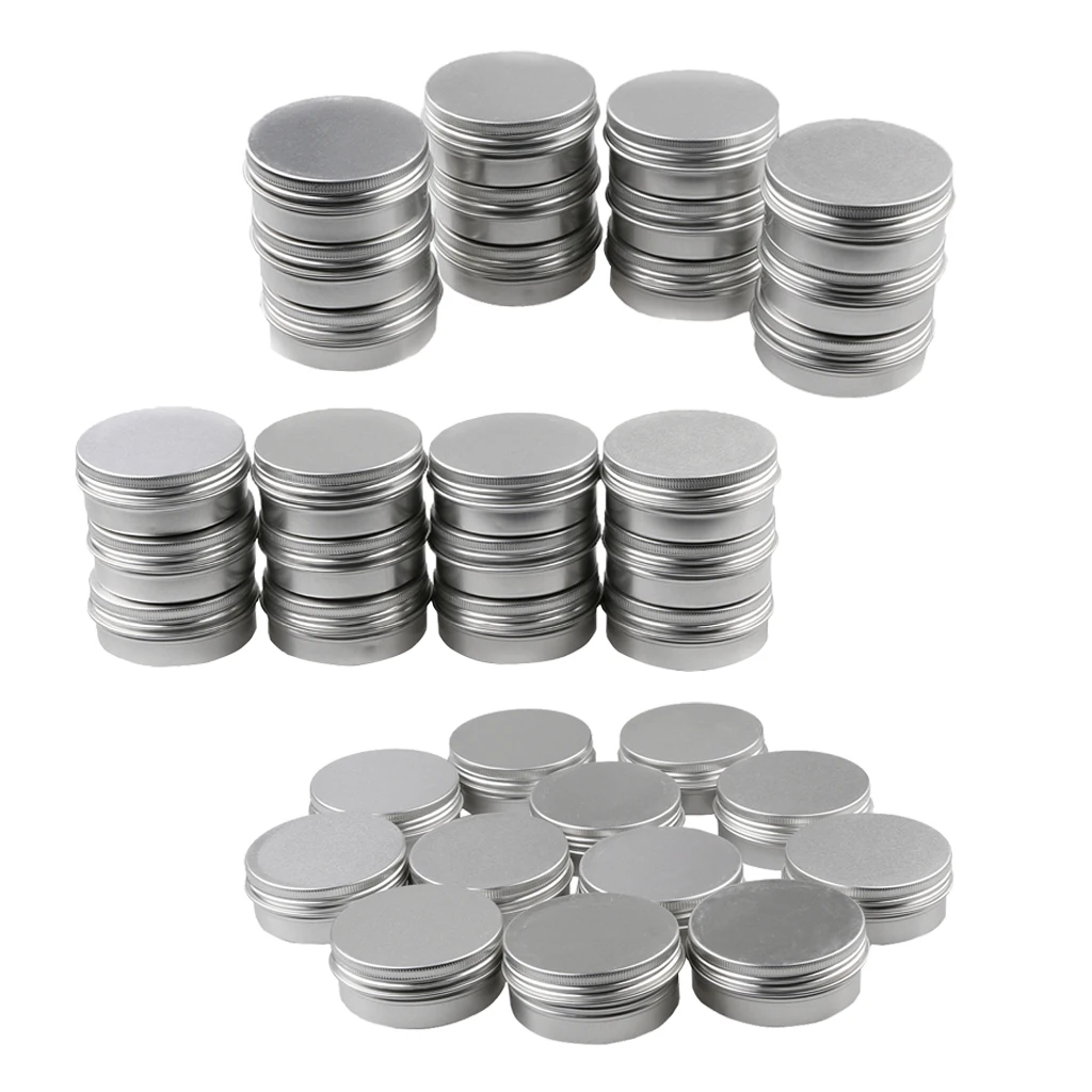 

36pcs/ Pack Screw Top Round Aluminum Cosmetic Sample Containers For Lip Balm, Crafts and Candles