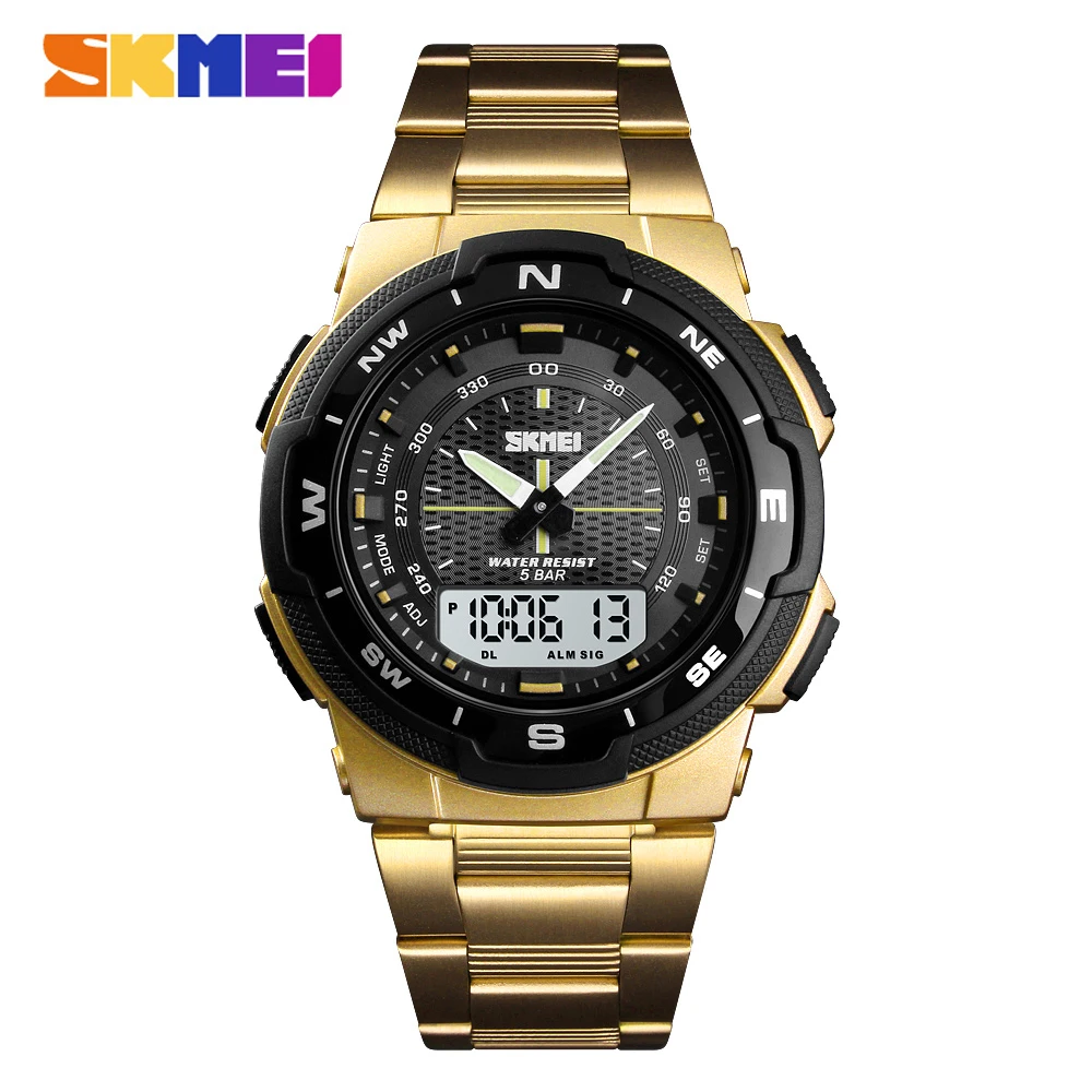 SKMEI Outdoor Sport Watch Men Fashion Brand 50m Waterproof Clock Dual Time Military Swim Quartz Watch Digital relogio masculino