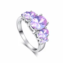 H:HYDE New Fashion Bague Women Jewelry Luxury Purple Colorful CZ Zircon Silver Color Bridal Wedding Promise Ring Size 7 8 9 10