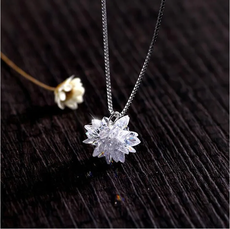 Снежинка CZ камень ожерелья и подвески белый посеребренный Мода цепи кубического циркония ювелирные изделия Длинные ожерелья для женщин