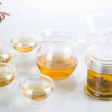 1х чайный набор Gongfu Glass-150ml термостойкий мини-чайник+ ситечко+ кувшин+ чашка 4 шт