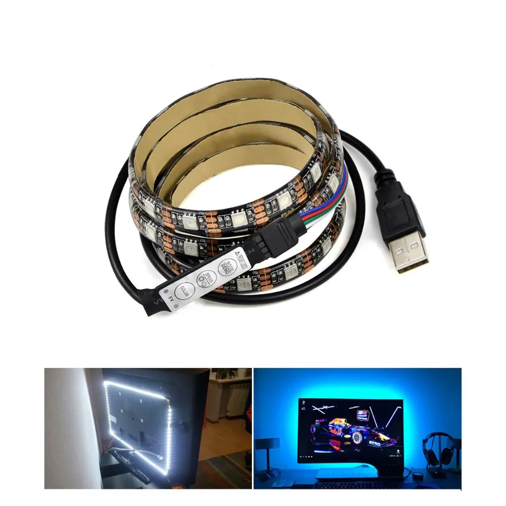 1 шт. 5050SMD 5 в светодиодный светильник с питанием от USB для HD tv настольного ПК экрана подсветки и светильник с мини 3 контроллеры, кнопки