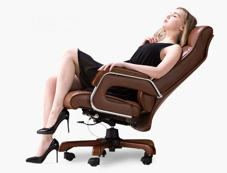 Высококачественный эргономичный деревянный роскошный офисный стул из кожи, умный электрический массажный стул для