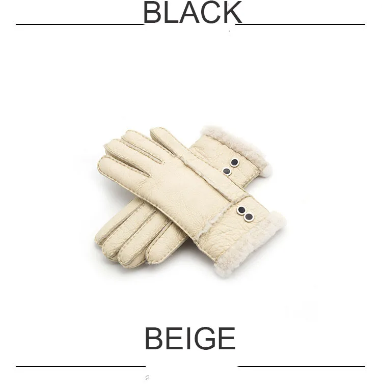 Зимние женские перчатки из овчины, теплые перчатки с мехом, женские перчатки из натуральной кожи, варежки, лыжные перчатки, водонепроницаемые