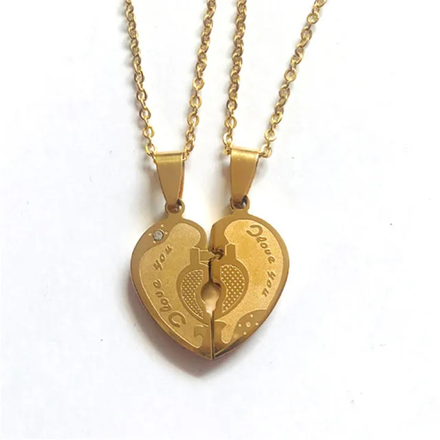 Two Halves Heart Necklace Pendants Promise Necklaces For Couple