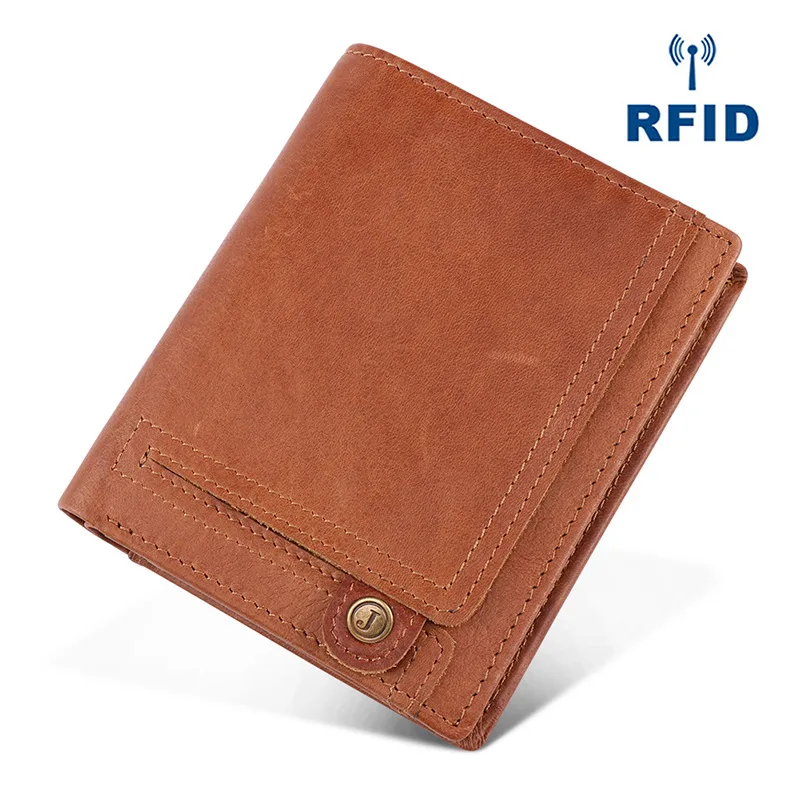 

Rfid Genuine Leather Men Wallet Small Slim Buiness Men Purse Short Brand Designer Maleleather Wallet Vintage Coin Purse Pocket