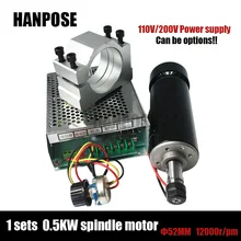 500 кВт мотор шпинделя с воздушным охлаждением ER11 патрон Вт мотор шпинделя постоянного тока и 52 мм зажимы и регулятор скорости питания для ЧПУ