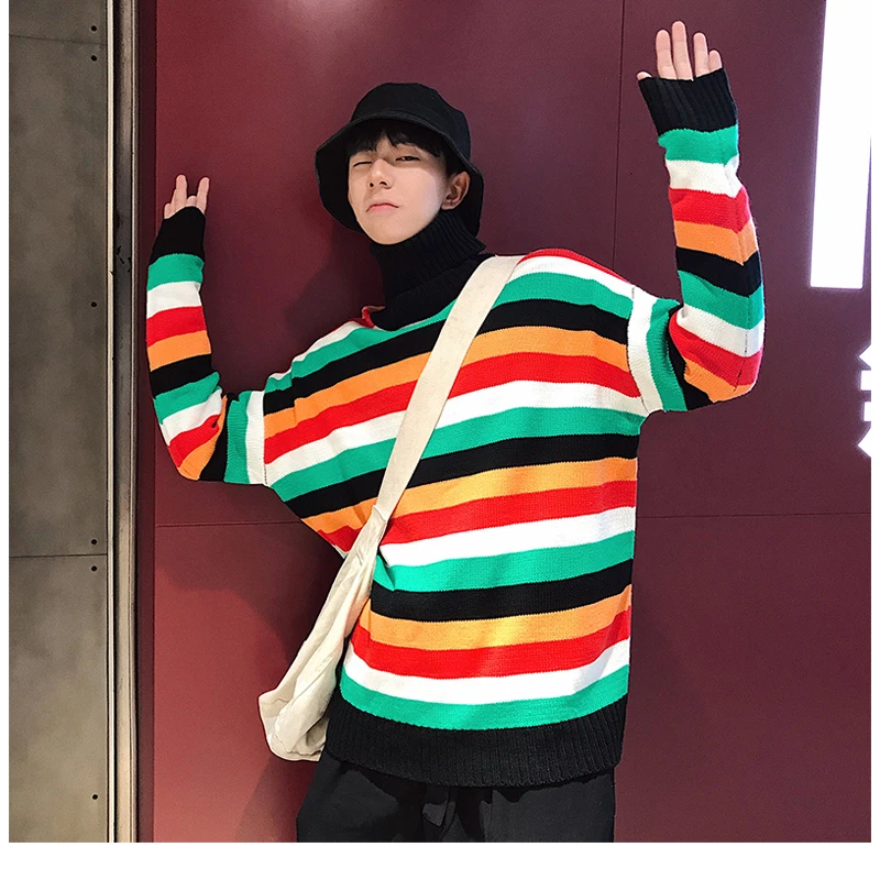 Korean Oversized Sweater Men Plaid  (3)