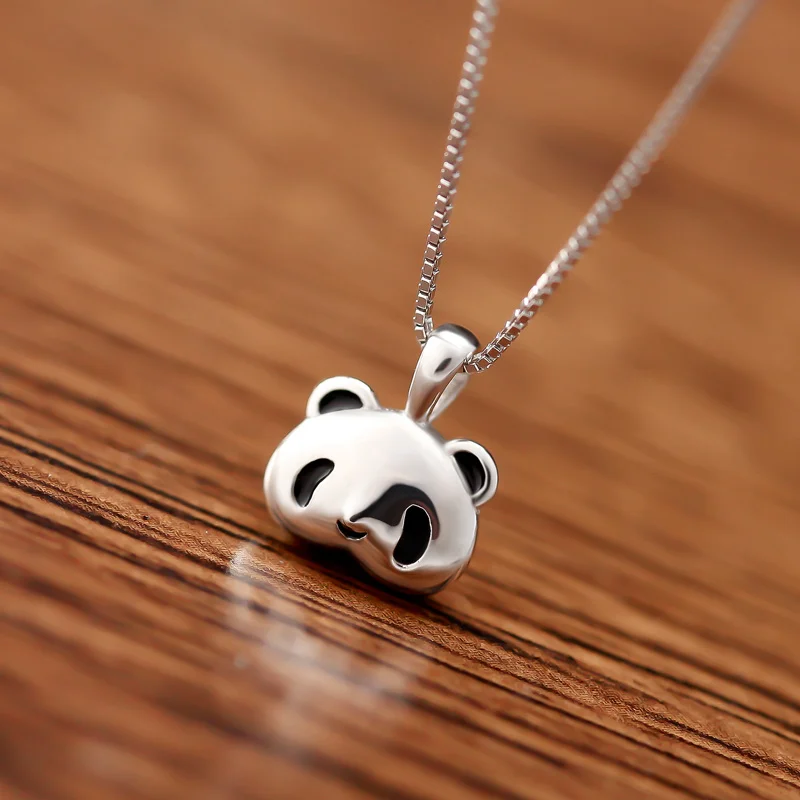 

925 Sterling Silver Cute Panda Pendant Necklace Women Fashion Charm Brand Jewelry Free Shipping (SN113)