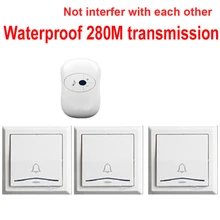 3 излучателей+ 1 приемники дверной звонок Водонепроницаемый 280 м работы беспроводной дверной звонок, беспроводной дверной звонок, беспроводной звонок, 36 мелодии дверной Звонок