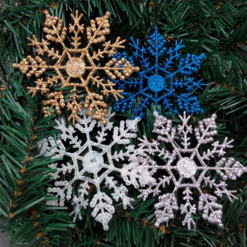 

12Pcs/Set Sparkly Glitter Snowflake Christmas Ornaments Xmas Tree Hanger Garland Making Decorations Z