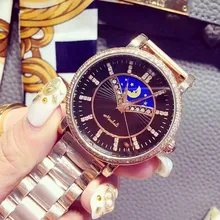 Luxury Brand Дамы Круглый Rhinestone Циферблат Кварцевые Часы Водонепроницаемые Наручные Часы Из Нержавеющей Стали Смотреть Женщины Одеваются часы OP001