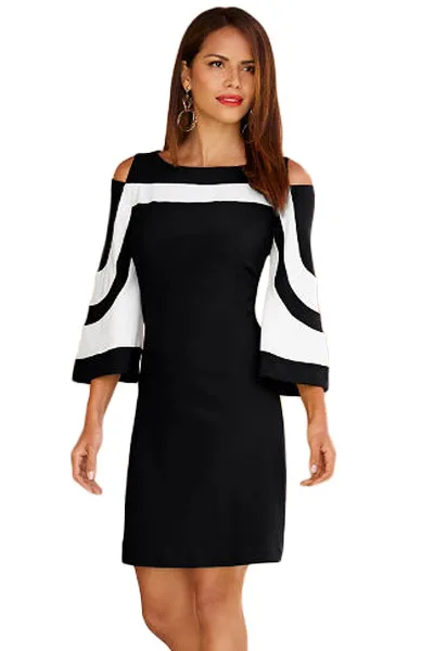 black white block dress