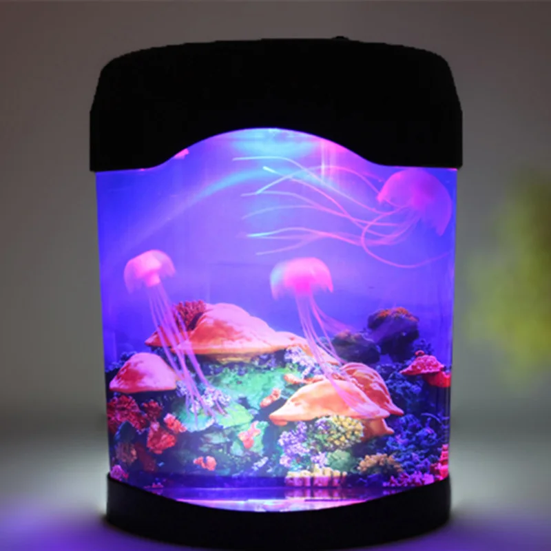 Aquarium Night Light Lamp LED Light Artificial Seajelly Tank Swimming Mood Lamp for Home Desk Decor PAK55